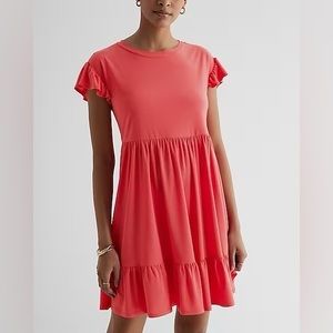 Crew Neck Ruffle Mini Babydoll Dress